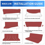 MAXIJIN Jacquard Futon Cover Stretch Armless Futon Sofa Cover Soft Futon Slipcover with Elastic Bottom Thick Sofa Bed Furniture Protector Covers, Machine Washable (Wine Red) MAXIJIN