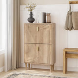 Morwdxef Shoe Cabinet Storage for Entryway with 2 Flip Drawers, Narrow Shoe Cabinet for Entryway, Hidden Slim Shoe Organizer Rack Cabinet (Natural, 23.6" W) Morwdxef