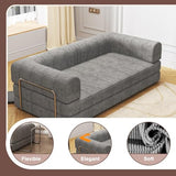 Doppeltcharms 79" 5-in-1 Convertible Sleeper Sofa Bed, No Assembly Corduroy Modular Futon Couch with Fixed Metal Armrests, Compressed in a Box, Pet-Friendly Sofa for Living Room Apartment, Dark Grey Doppeltcharms