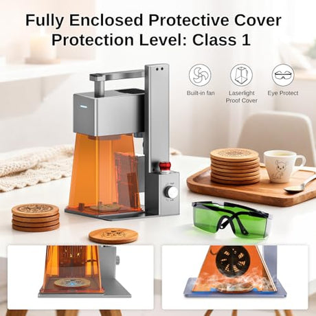 Raymoto 10W Laser Engraver Machine, Portable and Handheld Laser Engraving Machine, 0.08mm Precision & 2000mm/s Lightning Speed Ultra HD Laser Engraver Machines for Wood, Leather, Acylic ect., 10000mW Raymoto