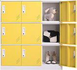 Reccmeny 9 Doors Metal Locker Girls Bedroom and Playroom Storage for Bags,Toys and Book, Office Cabinet Locker for Employee (Yellow) Reccmeny