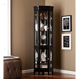 SEI Furniture Essex 2-Tier Corner Adjustable Glass Shelves Curio Cabinet, Black SEI Furniture