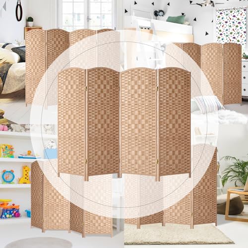 HALLYBEE Small Room Divider, Privacy Screen, Short Room Dividers and Folding Privacy Screens, Foldable Temperary Wall Partitions, 4 Panel Natural Space Separation Separator HALLYBEE