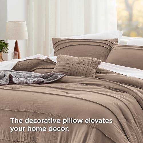 Bedsure Brown King Size Comforter Set - 4 Pieces Pinch Pleat Bed Set, Down Alternative Bedding Sets for All Season, 1 Comforter, 2 Pillowcases, 1 Decorative Pillow Bedsure