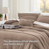 Bedsure Brown King Size Comforter Set - 4 Pieces Pinch Pleat Bed Set, Down Alternative Bedding Sets for All Season, 1 Comforter, 2 Pillowcases, 1 Decorative Pillow Bedsure