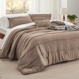 Bedsure Brown King Size Comforter Set - 4 Pieces Pinch Pleat Bed Set, Down Alternative Bedding Sets for All Season, 1 Comforter, 2 Pillowcases, 1 Decorative Pillow Bedsure