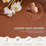 JIASTING Barrel Accent Chairs, Brown Leather Chairs with Solid Wood Frame, Mid-Century Modern Wooden Armchair with Wraparound Back, Comfy Office Reading Chair for Living Room, Bedroom (2, Brown) JIASTING