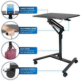 Mount-It! Mobile Standing Desk for Laptop with Wheels, Gas Spring Height Adjustable Rolling Workstation Cart, 27" x 20" Laptop Desk on Wheels, Portable Computer Desk for Home Office, Classroom Mount-It!