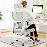 ALLGOD Ergonomic Office Chair, Mesh Desk Chair with Lumbar Support, High Back Home Office Chair with Adjustable Headrest and Flip-Up Arms, Comfortable Computer Chair, Thick Cushion, 300 LBS, White ALLGOD