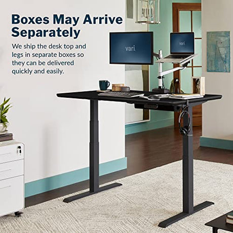 Vari Classic Electric Standing Desk - VariDesk Height Adjustable Sit/Stand Desk - Dual Motor with Memory Presets, Stable T-Style Legs - Gaming or Home Office Workstation - 60”x30”, Black Vari