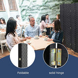 Room Dividers and Folding Privacy Screens 4 Panel 6 ft Foldable Portable Room Seperating Divider, Handwork Wood Mesh Woven Design Wall, Freestanding, Black Dkeli