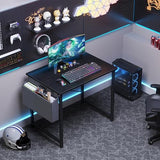 OLIXIS Computer Desk 31 Inch Home Office Desks for Small Spaces, Gaming Writing Study Work Table with Storage Bag for Bedroom, Black OLIXIS