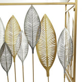 Deco 79 Metal Leaf Console Table with Mirrored Glass Top and Silver Accents, 44" x 16" x 30", Gold Deco 79