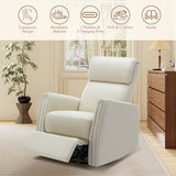 COLAMY Modern Electric Power Swivel Recliner Chair, Beige Leather, 270 Swivel 145 Recline, Built-in Charging Ports, Adult Relaxing Chair COLAMY