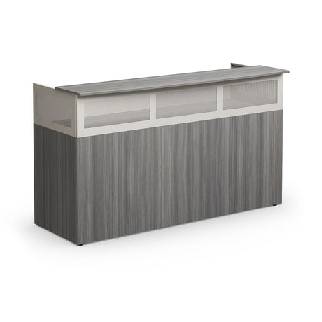 NBF Modern Reception Desk with Counter - 72" W x 29" D Durable Retail Checkout - Front Desk Reception for Office Lobby Salon Store (Gray) nbf signature series