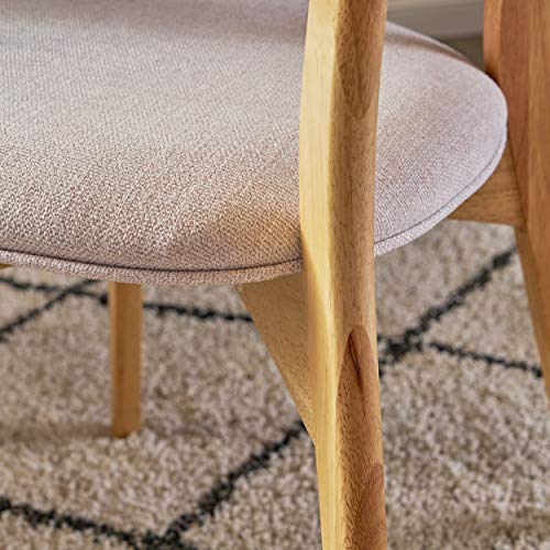 Christopher Knight Home Abrielle Mid-Century Modern Dining Chairs with Rubberwood Frame, 2-Pcs Set, Light Beige / Natural Oak Christopher Knight Home