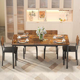 IRONCK 5-Piece 63" Extendable Dining Table with 4 Upholstered Chairs, Kitchen Table Set for 4-8 People, Dining Room Sets with MDF Wood Board, Drop Leaf Table Design for Space Saving, Rustic Brown IRONCK