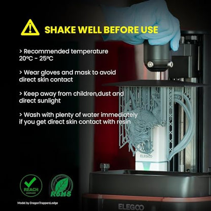 ELEGOO ABS-Like 3D Printer Resin LCD UV-Curing Resin 405nm Standard Photopolymer Resin for Mars Saturn Jupiter MSLA DLP LCD 3D Printing Clear Red 1000g