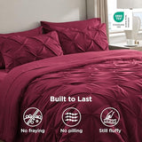 Bedsure Queen Comforter Set Dark Red - Bed in a Bag Queen Size Bedding 7 Pieces, GentleSoft™ Pintuck Bed Set Gift for Family, Pinch Pleat All Season Comforter with Sheets, Pillowcases & Shams Bedsure