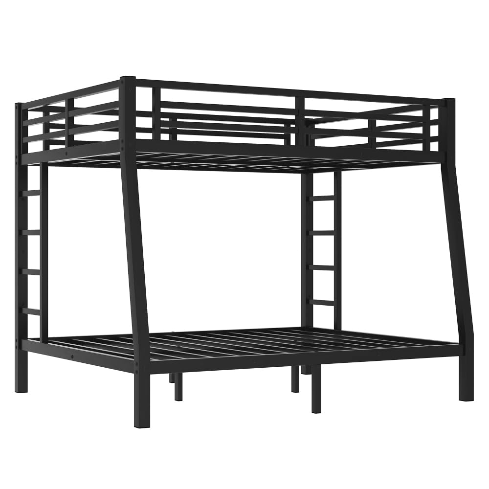 Metal Full XL Over Queen Bunk Bed for Teens and Adults,Space-Saving/Noise Reduced/No Box Spring Needed, Old SKU W1307S00020 (Black + Metal) RadiantName