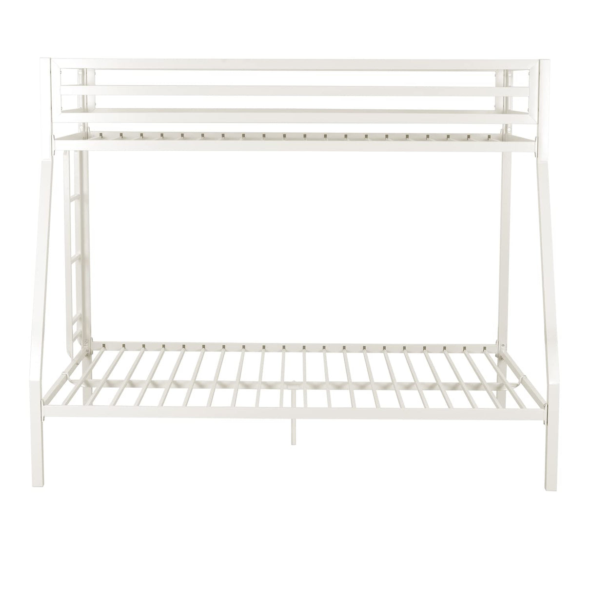 SHA CERLIN Twin Over Full Metal Bunk Bed with Removable Stairs and Under-Bed Storage in Matte White SHA CERLIN