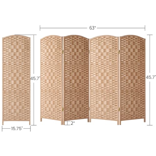 HALLYBEE Small Room Divider, Privacy Screen, Short Room Dividers and Folding Privacy Screens, Foldable Temperary Wall Partitions, 4 Panel Natural Space Separation Separator HALLYBEE