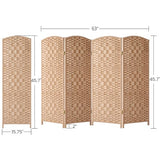 HALLYBEE Small Room Divider, Privacy Screen, Short Room Dividers and Folding Privacy Screens, Foldable Temperary Wall Partitions, 4 Panel Natural Space Separation Separator HALLYBEE