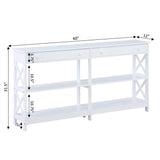 Convenience Concepts Oxford 2-Drawer Console Table with Shelves, 60", White Convenience Concepts