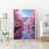 5D Diamond Painting Fuji Mountain Diamond Art Kits for Adults, Cherry Blossoms Diamond Art Kits, Square Drill Diamond Painting, DIY 5D Diamond Dots Gem Art Paintings, Home Wall Decor 20x28in a-I Peepezo