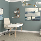 Workspace by Alera Leather Task Chair, Supports Up to 275 lb, 18.19" to 21.93" Seat Height, White Seat, White Back Alera