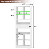 Armocity 8-Tier Book Shelf with Drawer, 73.6" Tall Bookcase and Bookshelf Modern Freestanding Open Display Shelves for Living Room Home Office, Bedroom, White Armocity
