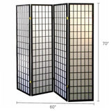 Artistic 70" Tall 4-Panel Screen - Japanese Room Divider in Black Finish with Premium Natural Wood | Transform Your Space! Zjjseloru