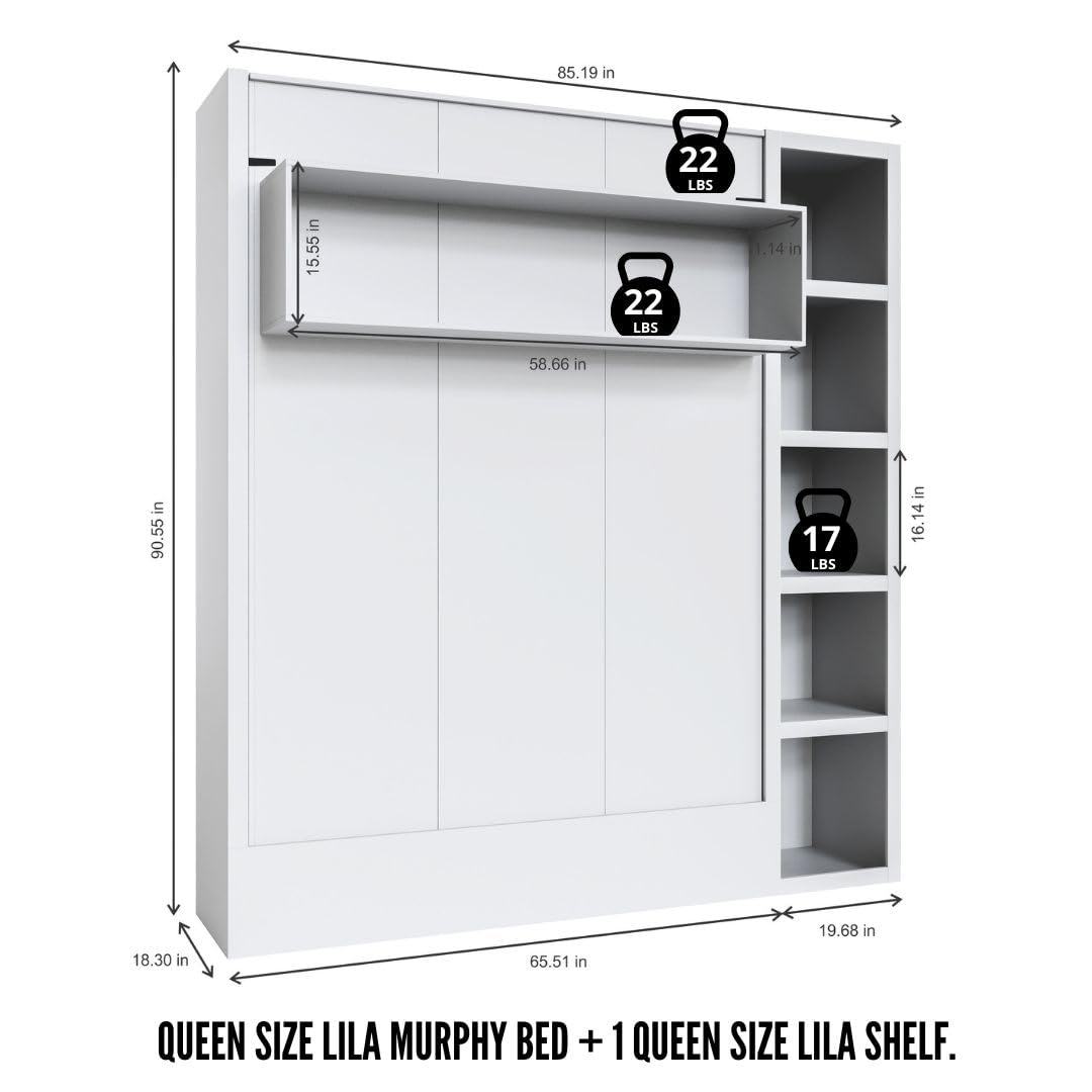 Oakland Living Easy-Lift Queen Murphy Wall Bed in Black with Bookshelf Oakland Living