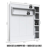 Oakland Living Easy-Lift Queen Murphy Wall Bed in Black with Bookshelf Oakland Living