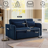 N NOORDENIYA 55.5" Corduroy Convertible Sofa Bed, Pull Out Sleeper Sofa Bed, Loveseat Couch with USB Charging Ports, 3 in 1 Convertible Sleeper Sofa Bed for Living Room, Apartment, Bedroom, RV, Blue N NOORDENIYA