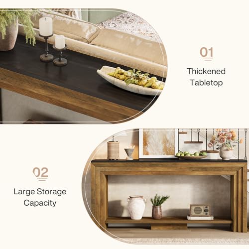 Tribesigns 70.9-Inch Long Console Table, Farmhouse Narrow Wooden Sofa Table with Storage, 2-Tier Behind The Couch for Living Room, Entryway, Hallway, Foye Tribesigns
