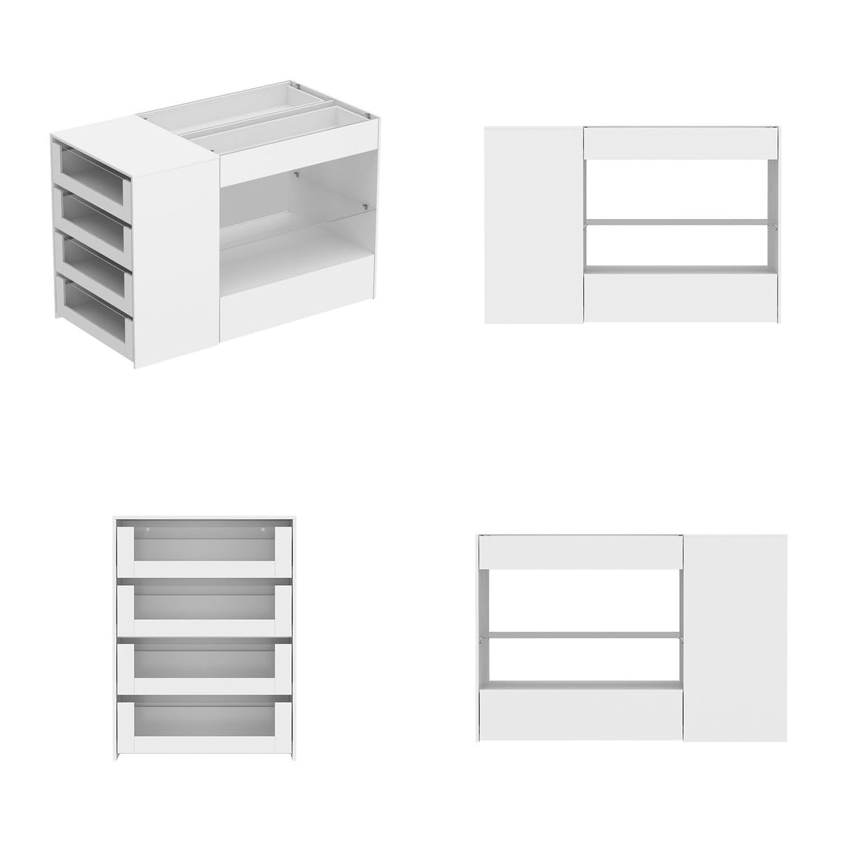 TAMUNE Armoire Bedroom Island Wardrobe Closet Island with 8 Drawers & Glass Tabletop, Walk in Closet Island with Drawers, Island Dresser with Display Shelf, for Bedroom White 47.2”W x 23.6”W x 31.5”H TAMUNE