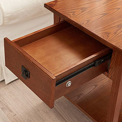 Leick Home 9066-SC Mission End Table with Locking Secret Compartment Made with Solid Wood, for Living Rooms, Russet Finish Side Table with Secret Compartment - WoodArtSupply