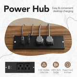 HUANUO Electric L Shaped Stadning Desk with LED Strip & Power Outrlets, 63" x 55" 2-Tier Height Adjustable Sit Stand up Desk with Power Strip Holder, Ergonomic Corner Computer Table, Walnut HUANUO