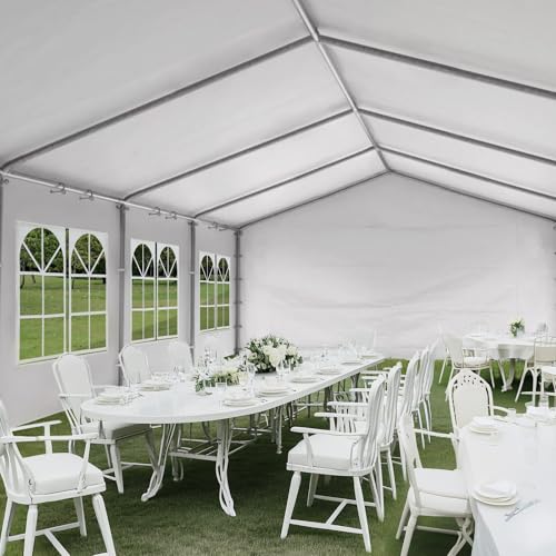 Aoodor 26 x 20 Ft Heavy-Duty Party Tent with Church Window Sidewalls, Waterproof & Weather-Resistant Large Marquee Tent for Parties, Wedding, Barbecues, Outdoor Events, White Aoodor