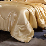 NTBED Sexy Silky Satin Comforter Sets Queen Golden Lightweight Soft Luxury Quilt 3-Pieces Microfiber Bedding Set Yellow (Gold, Queen) NTBED