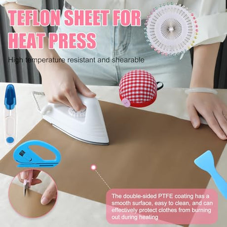 XEUZK Sublimation Shirts Tool Kits With 8 T Shirt rulers, 3Pack Teflon Sheet for Heat Press 12*16in, Heat Resistant Gloves With Silicone Bumps, 2 Rolls Heat Resistant Tape & Sublimation pencil (Blue) XEUZK