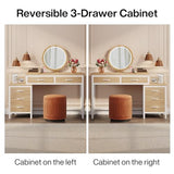 Tribesigns Vanity Desk with 5 Drawers, Makeup Vanity Table Dressing Table with Side 3-Drawer Chest, Make Up Vanities for Women, Girls (Without Tribesigns