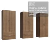 Madesa 6 Doors 4 Drawers Wardrobe Set Armoire Closet Bedroom Storage Cabinet with Shelves and Hanging Space 94" L Wooden Clothing Organizer Unit - Rustic Madesa