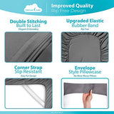 DREAMCARE Twin XL Sheet Sets – 3pcs Cooling Sheets – up to 21” Extra Deep Pocket Twin XL Sheets Set – Hotel Luxury Sheets & Pillowcases – Superior Softness 100% Fine Microfiber with Side Pocket – Gray DREAMCARE