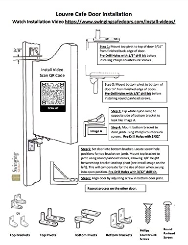 Swinging Cafe Doors Louvered Door Swing - Premade Interior Door with 1-1/8" Thick Solid Pine Wood, Pre-Sanded Wooden Saloon Doors, Stylish Western Swinging Doors, Brass Hardware (36" x 42") Swinging Cafe Doors
