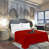 Mocassi California King Flat Sheet - Hotel Luxury 1800 Premier Cooling Bedding Sheet - Softest Sheets - Wrinkle, Fade, Stain Resistant - 1 Single Top Flat Sheet, Cali King, Red Mocassi