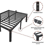 ROIL 14 inch Twin Bed Frames with Headboard Hole and Round Corner Legs Mattress Retainers 3500LBS Heavy Duty Steel Slats No Box Spring Needed Platform Noise-Free Easy Assembly ROIL
