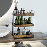 SANRETAHO Rustic Brown 3-Tier Wooden Bathroom and Kitchen Organiser Shelf SANRETAHO