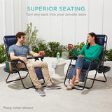 Best Choice Products Set of 2 Adjustable Steel Mesh Zero Gravity Lounge Chair Recliners w/Pillows and Cup Holder Trays - Forest Green